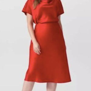 Universal Standard Ceecee Midi Bias Skirt in Haute Red sz 16